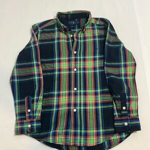 Ralph Lauren Plaid cotton oxford shirt- size 7 green/ blue/multi